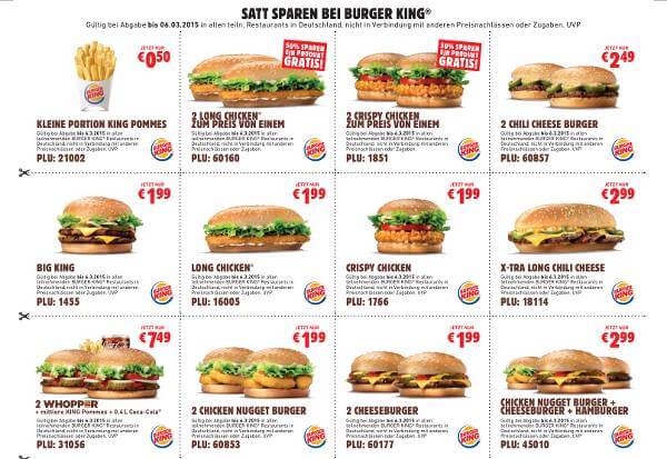 Burger King menu